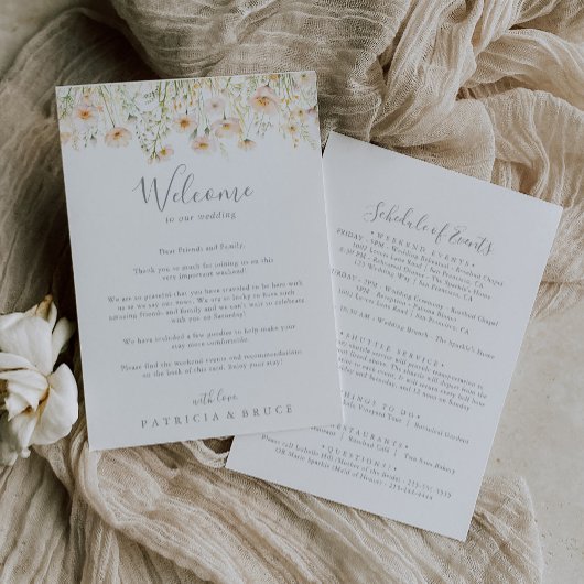 Carte Lettre de bienvenue du Mariage Fleur sauvage Blush