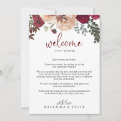 Carte Lettre de bienvenue du Mariage Floral rose de Bour (Devant)