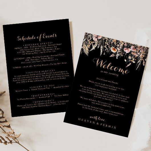 Carte Lettre de bienvenue du Mariage floral Wild Fall Me