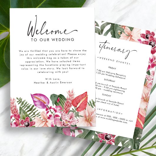 Carte Lettre de bienvenue du Mariage tropical