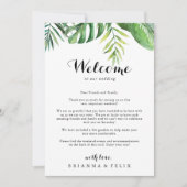 Carte Lettre de bienvenue du Mariage vert tropical de de (Devant)
