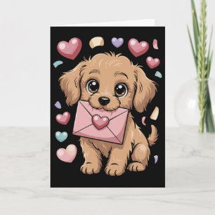Carte Lettre de cœur de chiot de la Saint-Valentin flott