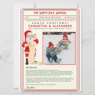 Carte Lettre de Noël du journal Père Noël North Pôle