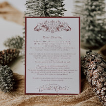 Lettre de Noël du Père Noël Rouge Enchantant