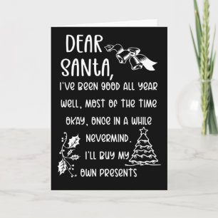 Carte Lettre drôle à Père Noël Noël Cadeaux de Noël