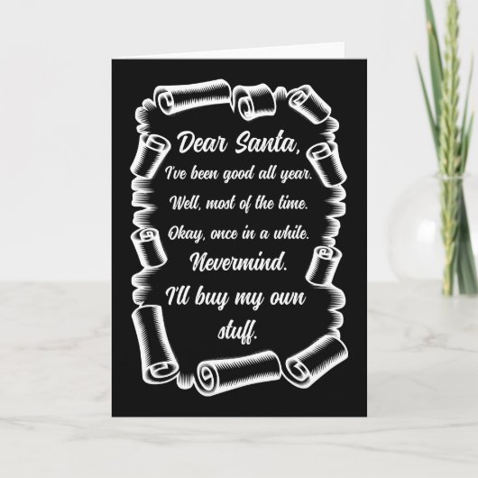 Carte Lettre drôle à Père Noël Noël Cadeaux de Noël (Devant)