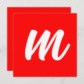 Carte LETTRE INITIALE CalliGRAPHIQUE BLANCHE ROUGE (Devant / Derrière)