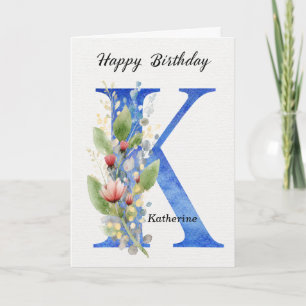 Carte Lettre K Anniversaire Nom Personnalisé Son Bleu Mo