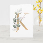 Carte Lettre K Monogramme (Fleur jaune)