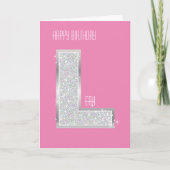 Carte Lettre L argent rose (Devant)