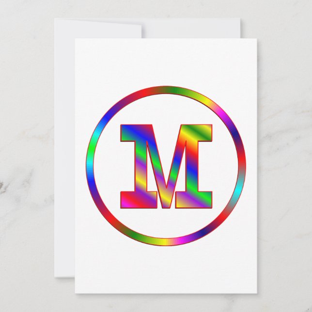 Carte Lettre M arc-en-ciel (Devant)