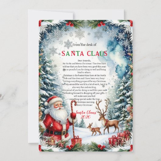 Carte Lettre Magique de Père Noël (Devant)