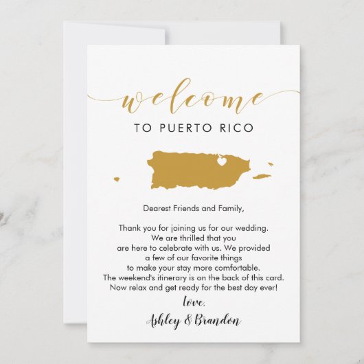 Carte LETTRE Mariage Porto Rico Itinéraire (Devant)