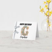 Carte Lettre monogramme "C" Joyeux anniversaire (Fleur jaune)