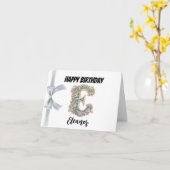 Carte Lettre monogramme "E" Joyeux anniversaire (Fleur jaune)