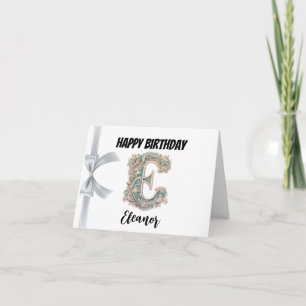 Carte Lettre monogramme "E" Joyeux anniversaire