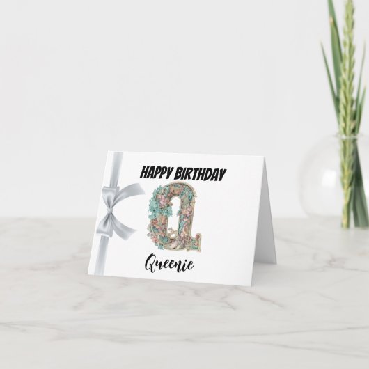 Carte Lettre monogramme "Q" Joyeux anniversaire (Devant)