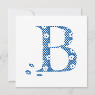Carte LETTRE Motif Fleur B(bleu)