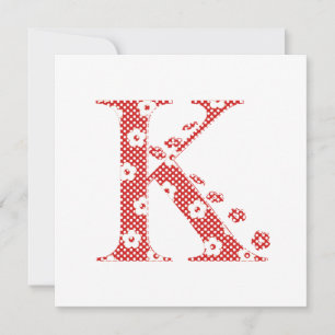 Carte LETTRE Motif Fleur K(rouge)