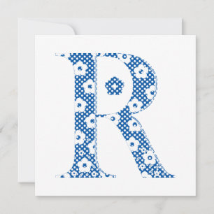 Carte LETTRE Motif Fleur R(bleu)