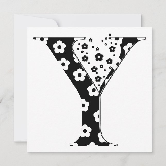 Carte LETTRE Motif Fleur Y (Devant)