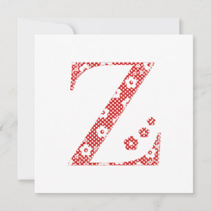 Carte LETTRE Motif Fleur Z (rouge)