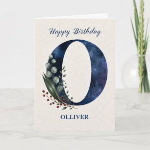 Carte Lettre O Anniversaire pour lui Personnalisé Nom Bl