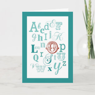 Carte Lettre O Nom initial Alphabet Anniversaire Turquoi