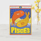 Carte lettre press Poissons (Fleur jaune)