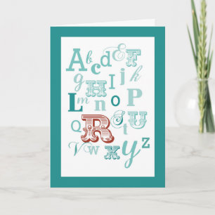 Carte Lettre R initiale nom alphabet anniversaire sarcel