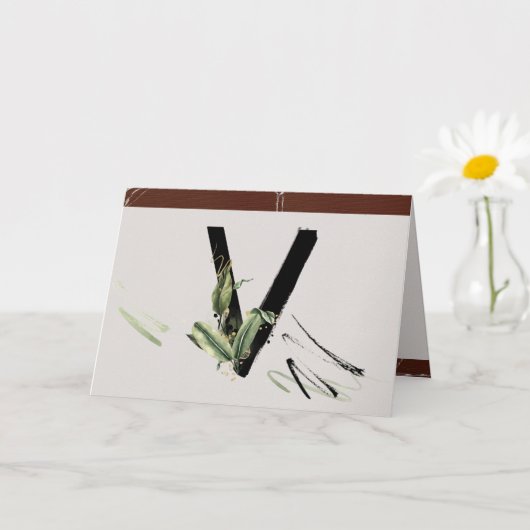 Carte Lettre Rainforest Embellistée V Monogramme (Petite plante)