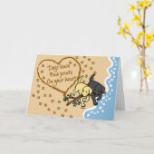 Carte LETTRE SABLE Empreinte de patte DEUX Labradors (Fleur jaune)