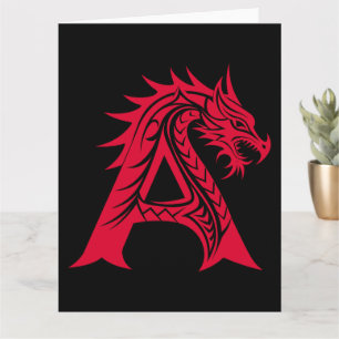 Carte LETTRE STYLE Dragon A, Alphabet Dragon, Monogramme