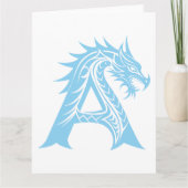 Carte LETTRE STYLE Dragon A, Alphabet Dragon, Monogramme (Devant)