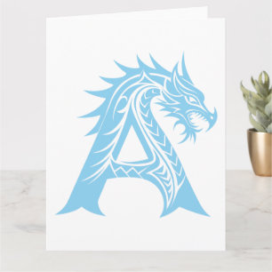 Carte LETTRE STYLE Dragon A, Alphabet Dragon, Monogramme