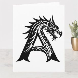 Carte LETTRE STYLE Dragon A, Alphabet Dragon, Monogramme