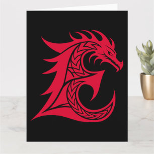 Carte LETTRE STYLE dragon E, Alphabet dragon, Monogramme