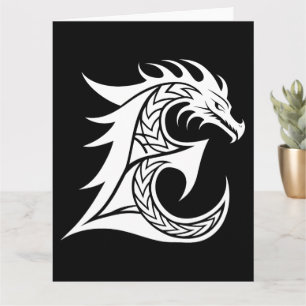 Carte LETTRE STYLE dragon E, Alphabet dragon, Monogramme