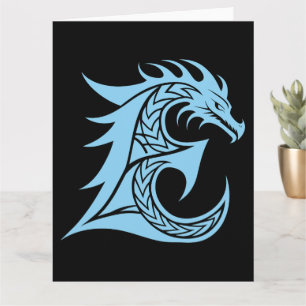 Carte LETTRE STYLE dragon E, Alphabet dragon, Monogramme