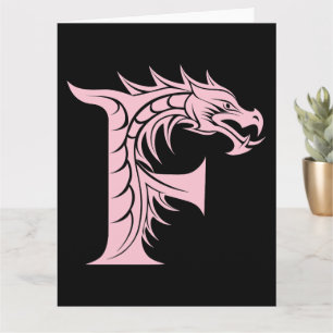 Carte LETTRE STYLE dragon F, Alphabet dragon, Monogramme