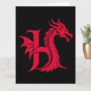 Carte LETTRE STYLE Dragon H, Alphabet Dragon, Monogramme