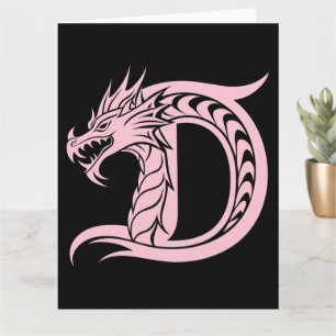 Carte LETTRE STYLÉE D Dragon, Alphabet Dragon, Monogramm