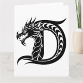 Carte LETTRE STYLÉE D Dragon, Alphabet Dragon, Monogramm (Devant)