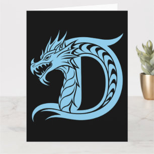 Carte LETTRE STYLÉE D Dragon, Alphabet Dragon, Monogramm