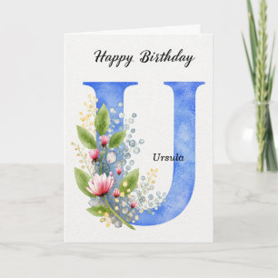 Carte Lettre U Anniversaire Nom Personnalisé Monogramme