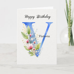 Carte Lettre V Anniversaire Nom Personnalisé Monogramme