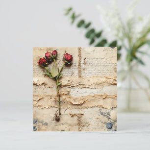 Carte Lettre vintage d'amour parchemin avec fleurs (2)