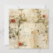Carte Lettre vintage d'amour parchemin avec fleurs (6) (Devant)