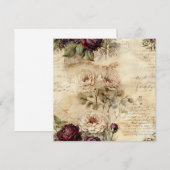 Carte Lettre vintage d'amour parchemin avec fleurs (7) (Devant / Derrière)