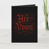 Carte Lettre Vow gothique rouge et noire Mariage - Ses V (Devant)